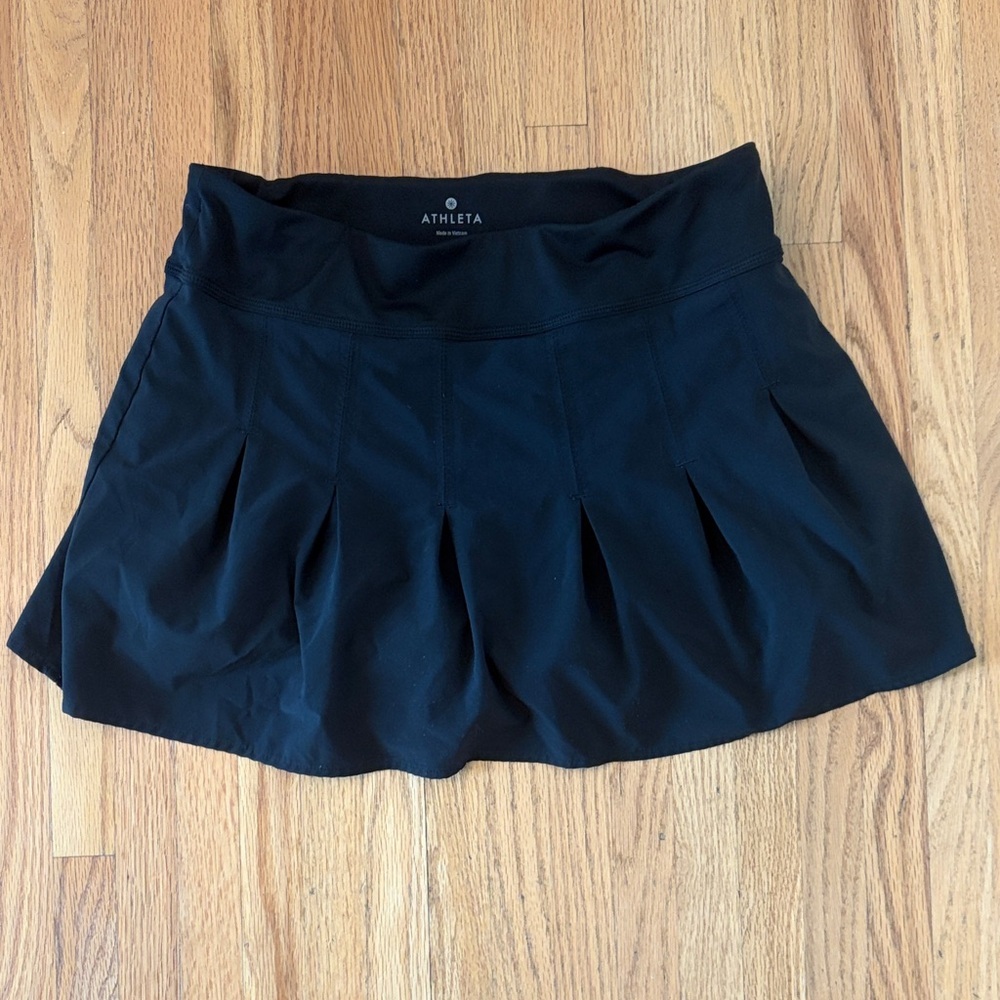 Athleta Black Pleated Athletic Skort with Wide Waistband *Read Desc*